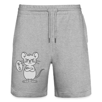 Lustige mürrische Maus Nö Noe Nee Nein - Stanley/Stella Unisex Bio Joggingshorts Trainer  - Grau meliert - Vorne - Nik (191cm) & Marisol (170cm)