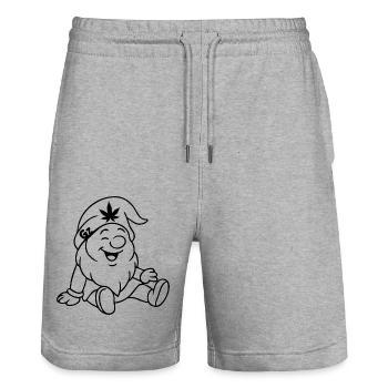 Super süßer lachender Zwerg/Wichtel - Stanley/Stella Unisex Bio Joggingshorts Trainer  - Grau meliert - Vorne - Nik (191cm) & Marisol (170cm)