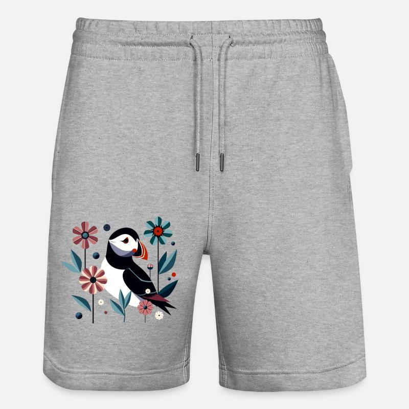 Macareux aux fleurs - Short de jogging bio TRAINER Stanley/Stella unisexe - gris chiné