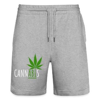 CannABIs Abi durchgezogen - Abitur - Spruch - Stanley/Stella Unisex Bio Joggingshorts Trainer  - Grau meliert - Vorne - Nik (191cm) & Marisol (170cm)