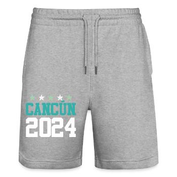 Cancun 2024 Mexico - Stanley/Stella Unisex Bio Joggingshorts Trainer  - Grau meliert - Vorne - Nik (191cm) & Marisol (170cm)