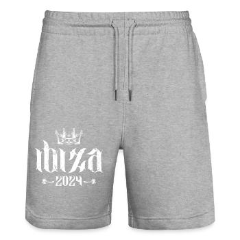 Ibiza 2024 - Short de jogging bio TRAINER Stanley/Stella unisexe - gris chiné - Devant - Nik (191cm) & Marisol (170cm)
