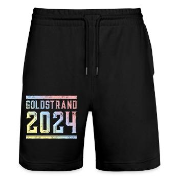 Golden Sands 2024 Colorful - Stanley/Stella Trainer Unisex Organic Jogging Shorts - black - Front - Nik (191cm) & Marisol (170cm)