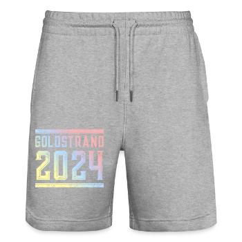 Sables d’Or 2024 Coloré - Short de jogging bio TRAINER Stanley/Stella unisexe - gris chiné - Devant - Nik (191cm) & Marisol (170cm)