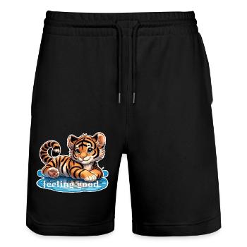 Tiger baby who feels good - Stanley/Stella Trainer Unisex Organic Jogging Shorts - black - Front - Nik (191cm) & Marisol (170cm)