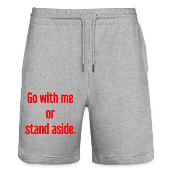 Walk with or aside - Stanley/Stella Trainer Unisex Organic Jogging Shorts - heather grey - Front - Nik (191cm) & Marisol (170cm)