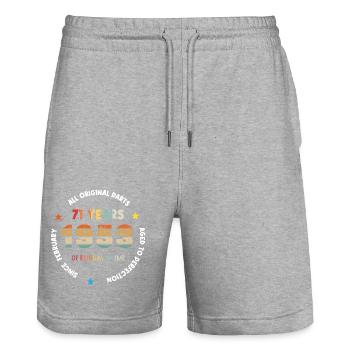 71 Years Old Made In 1953 Vintage February 1953 - Stanley/Stella Trainer Unisex Organic Jogging Shorts - heather grey - Front - Nik (191cm) & Marisol (170cm)