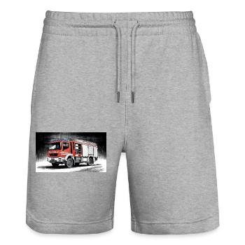 Camion de pompiers - Short de jogging bio TRAINER Stanley/Stella unisexe - gris chiné - Devant - Nik (191cm) & Marisol (170cm)