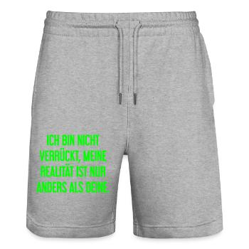 I'm not crazy – my reality is different - Stanley/Stella Trainer Unisex Organic Jogging Shorts - heather grey - Front - Nik (191cm) & Marisol (170cm)