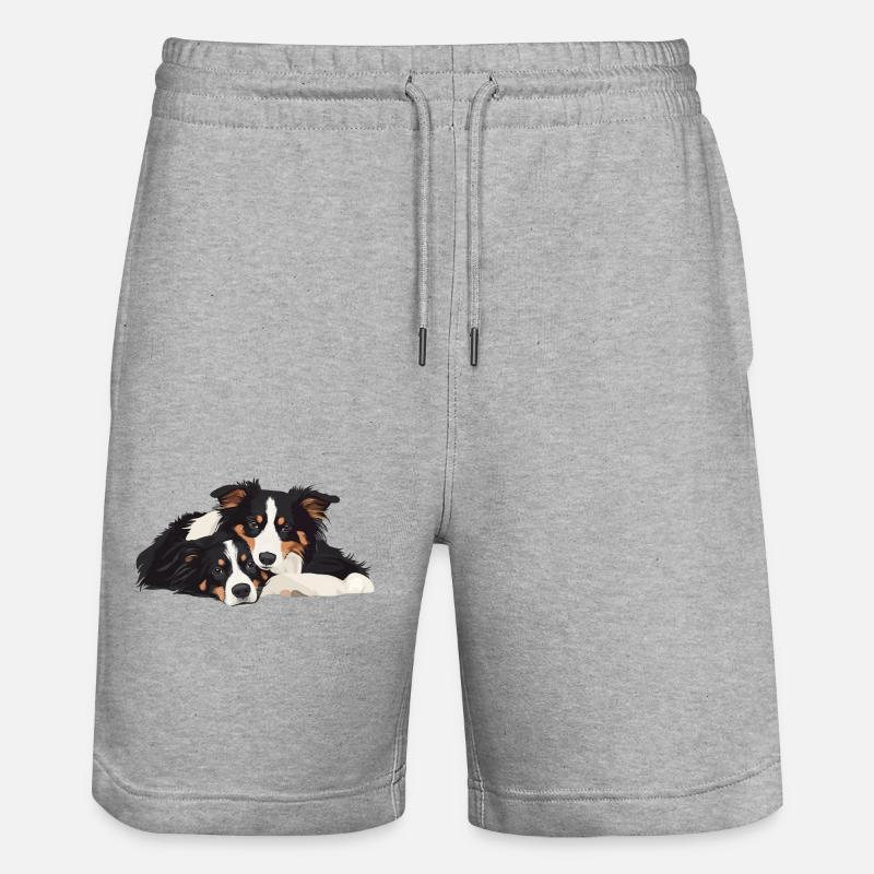 Australische Schäferhunde - Stanley/Stella Unisex Bio Joggingshorts Trainer  - Grau meliert