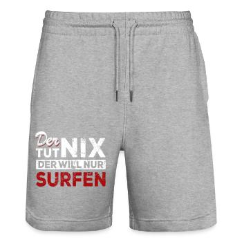 Der tut nix der will nur surfen - Spruch - Stanley/Stella Unisex Bio Joggingshorts Trainer  - Grau meliert - Vorne - Nik (191cm) & Marisol (170cm)