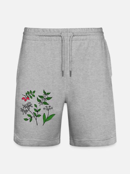 Skov Grønne vilde urter Skovplanter Vilde planter - Stanley/Stella Trainer økologiske unisex joggingshorts - grå meleret