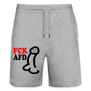 Fck afd penis - Stanley/Stella Unisex Bio Joggingshorts Trainer  - Grau meliert - Vorne - Nik (191cm) & Marisol (170cm)