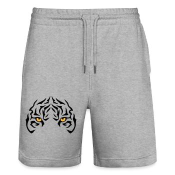 The tiger's gaze - Stanley/Stella Trainer Unisex Organic Jogging Shorts - heather grey - Front - Nik (191cm) & Marisol (170cm)