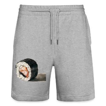 Charcoal Drawing Of Sushi - Stanley/Stella Trainer Unisex Organic Jogging Shorts - heather grey - Front - Nik (191cm) & Marisol (170cm)