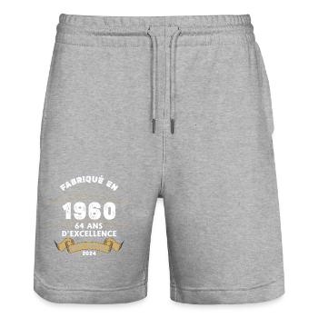 Hergestellt im Jahr 1960 64 Jahre Original-Exzellenz - Stanley/Stella Unisex Bio Joggingshorts Trainer  - Grau meliert - Vorne - Nik (191cm) & Marisol (170cm)