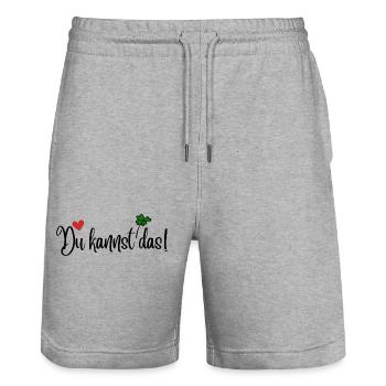 Du kannst das! - Stanley/Stella Unisex Bio Joggingshorts Trainer  - Grau meliert - Vorne - Nik (191cm) & Marisol (170cm)