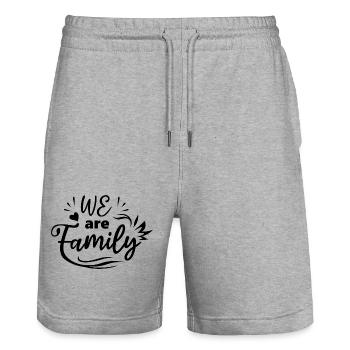 Nous sommes une famille - Short de jogging bio TRAINER Stanley/Stella unisexe - gris chiné - Devant - Nik (191cm) & Marisol (170cm)