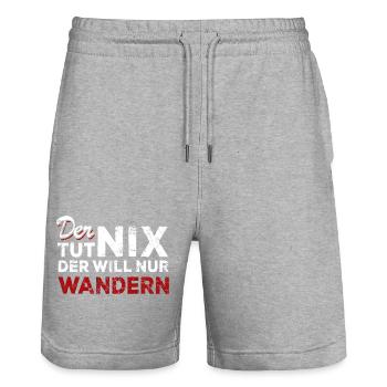 Der tut nix der will nur wandern - Spruch - Stanley/Stella Unisex Bio Joggingshorts Trainer  - Grau meliert - Vorne - Nik (191cm) & Marisol (170cm)