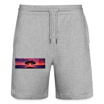 Sonnenuntergang - Stanley/Stella Unisex Bio Joggingshorts Trainer  - Grau meliert - Vorne - Nik (191cm) & Marisol (170cm)