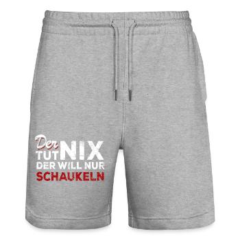 Der tut nix der will nur Schaukeln - Spruch - Stanley/Stella Unisex Bio Joggingshorts Trainer  - Grau meliert - Vorne - Nik (191cm) & Marisol (170cm)