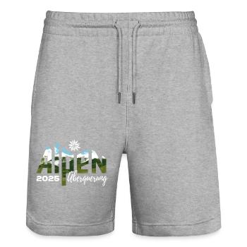 Alpenüberquerung Alpen Überquerung 2025 Edelweiß - Stanley/Stella Unisex Bio Joggingshorts Trainer  - Grau meliert - Vorne - Nik (191cm) & Marisol (170cm)