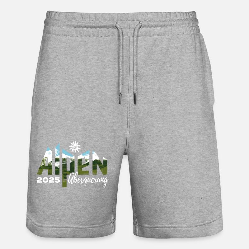 Alpenüberquerung Alpen Überquerung 2025 Edelweiß - Stanley/Stella Unisex Bio Joggingshorts Trainer  - Grau meliert