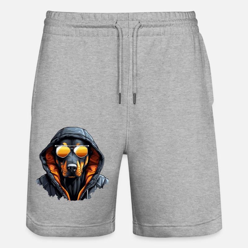 Bête loyale | Profil du rottweiler - Short de jogging bio TRAINER Stanley/Stella unisexe - gris chiné