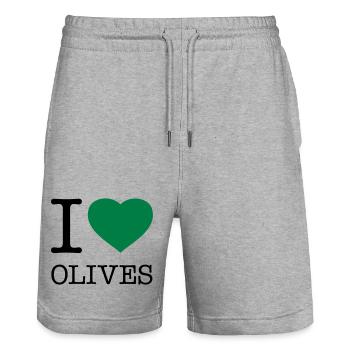 J’AIME LES OLIVES Oliven - Short de jogging bio TRAINER Stanley/Stella unisexe - gris chiné - Devant - Nik (191cm) & Marisol (170cm)