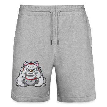 Bulldog Grump with Spiked Collar - Stanley/Stella Trainer Unisex Organic Jogging Shorts - heather grey - Front - Nik (191cm) & Marisol (170cm)