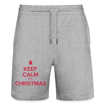 KEEP CALM IT'S CHRISTMAS Weihnachten - Stanley/Stella Unisex Bio Joggingshorts Trainer  - Grau meliert - Vorne - Nik (191cm) & Marisol (170cm)