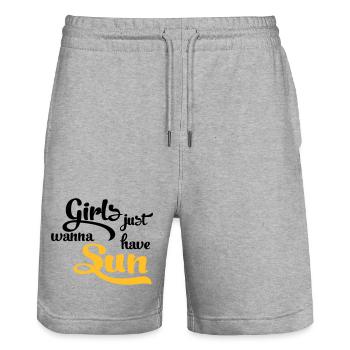 Soleil - Short de jogging bio TRAINER Stanley/Stella unisexe - gris chiné - Devant - Nik (191cm) & Marisol (170cm)