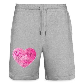 Cyclisme artistique, Cyclisme artistique, Cyclisme en salle, Heart Pink - Short de jogging bio TRAINER Stanley/Stella unisexe - gris chiné - Devant - Nik (191cm) & Marisol (170cm)