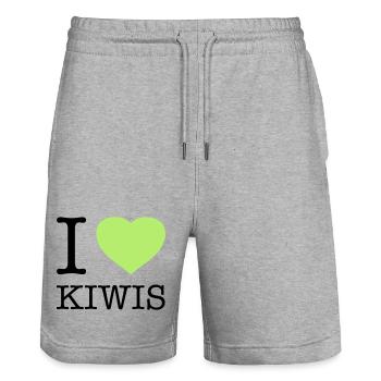 I LOVE KIWIS Kiwi - Stanley/Stella Trainer Unisex Organic Jogging Shorts - heather grey - Front - Nik (191cm) & Marisol (170cm)