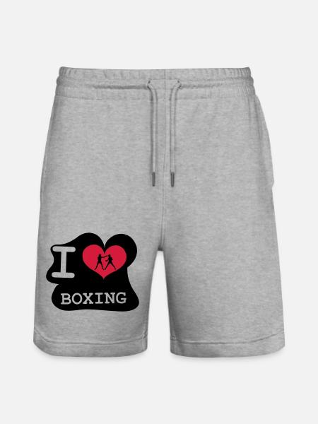 I Love Boxing - Stanley/Stella Trainer Unisex Organic Jogging Shorts - heather grey