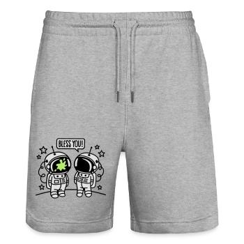 Bless you! - Stanley/Stella Unisex Bio Joggingshorts Trainer  - Grau meliert - Vorne - Nik (191cm) & Marisol (170cm)