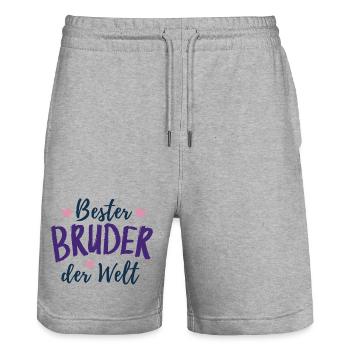 Bester Bruder der Welt - Bruder des Jahres - Stanley/Stella Unisex Bio Joggingshorts Trainer  - Grau meliert - Vorne - Nik (191cm) & Marisol (170cm)