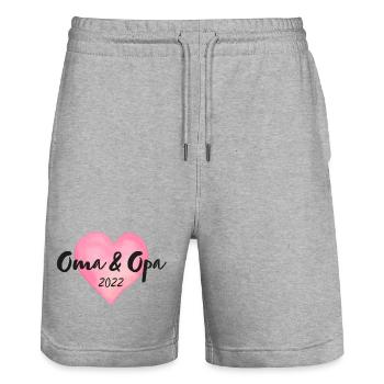Oma & Opa 2022 Herz - Stanley/Stella Unisex Bio Joggingshorts Trainer  - Grau meliert - Vorne - Nik (191cm) & Marisol (170cm)