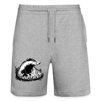 Dachs - Stanley/Stella Unisex Bio Joggingshorts Trainer  - Grau meliert - Vorne - Nik (191cm) & Marisol (170cm)