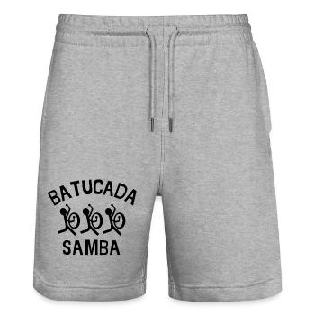 batucada, samba, carnaval, rio - Short de jogging bio TRAINER Stanley/Stella unisexe - gris chiné - Devant - Nik (191cm) & Marisol (170cm)
