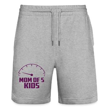 Mother of 5 children - Stanley/Stella Trainer Unisex Organic Jogging Shorts - heather grey - Front - Nik (191cm) & Marisol (170cm)