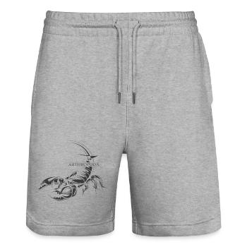 Skorpion Illustration Icon Grafik Tiere SKizze - Stanley/Stella Unisex Bio Joggingshorts Trainer  - Grau meliert - Vorne - Nik (191cm) & Marisol (170cm)