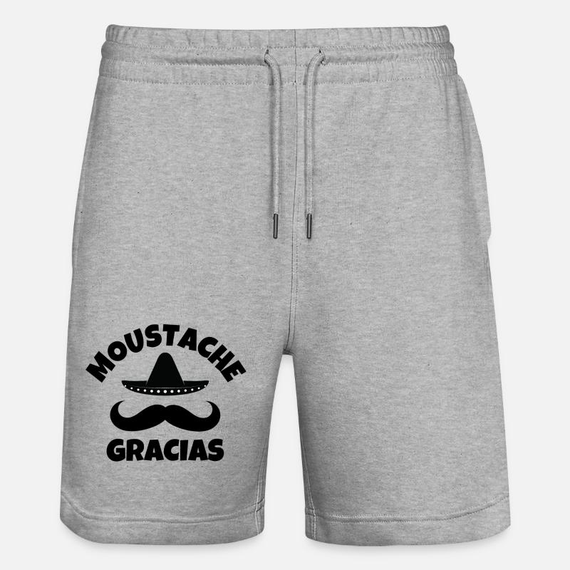 Schnurrbart, Schnurrbart, Schnurrbart gracias - Stanley/Stella Unisex Bio Joggingshorts Trainer  - Grau meliert