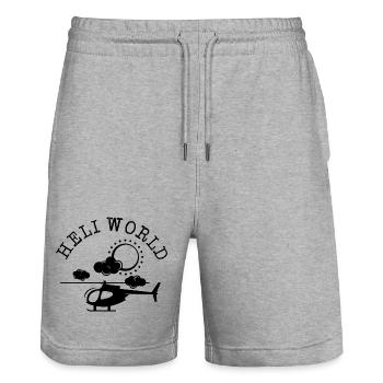 Heli World Helicopter Air Hubschrauber Comic icon - Stanley/Stella Unisex Bio Joggingshorts Trainer  - Grau meliert - Vorne - Nik (191cm) & Marisol (170cm)