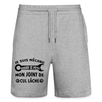 je suis mécano cadeau humour mécanicien drôle - Short de jogging bio TRAINER Stanley/Stella unisexe - gris chiné - Devant - Nik (191cm) & Marisol (170cm)