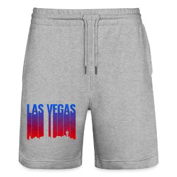 Las Vegas Gradient Skyline Silhouette - Stanley/Stella Unisex Bio Joggingshorts Trainer  - Grau meliert - Vorne - Nik (191cm) & Marisol (170cm)