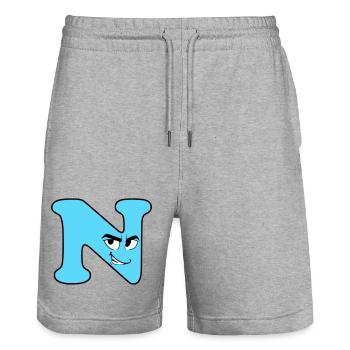 N - Stanley/Stella Trainer Unisex Organic Jogging Shorts - heather grey - Front - Nik (191cm) & Marisol (170cm)