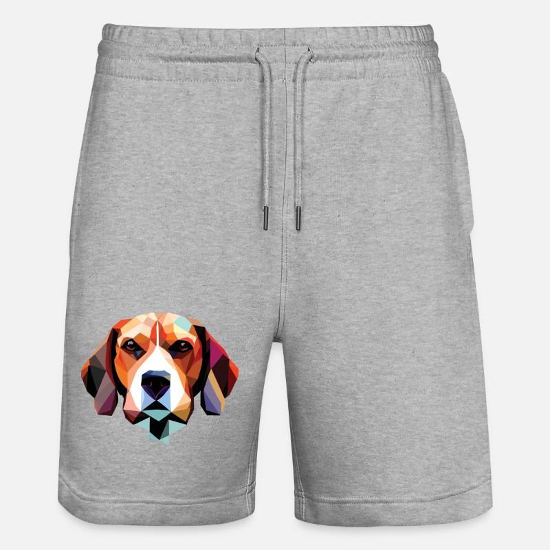 Beagle Hund Polygon - Stanley/Stella Unisex Bio Joggingshorts Trainer  - Grau meliert