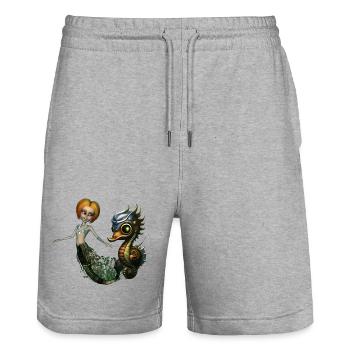 The friendship of the steampunk mermaid - Stanley/Stella Trainer Unisex Organic Jogging Shorts - heather grey - Front - Nik (191cm) & Marisol (170cm)