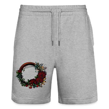 dark frame rose garden in Art Nouveau look - Stanley/Stella Trainer Unisex Organic Jogging Shorts - heather grey - Front - Nik (191cm) & Marisol (170cm)